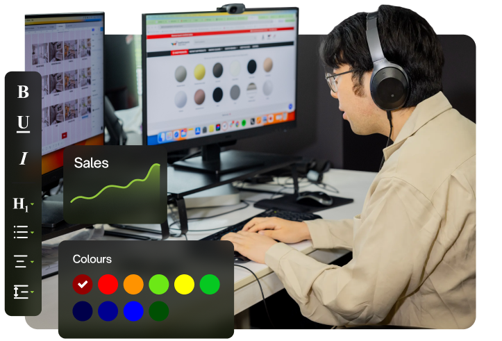 Jerry, ux specialist, working on an ecommerce website design.