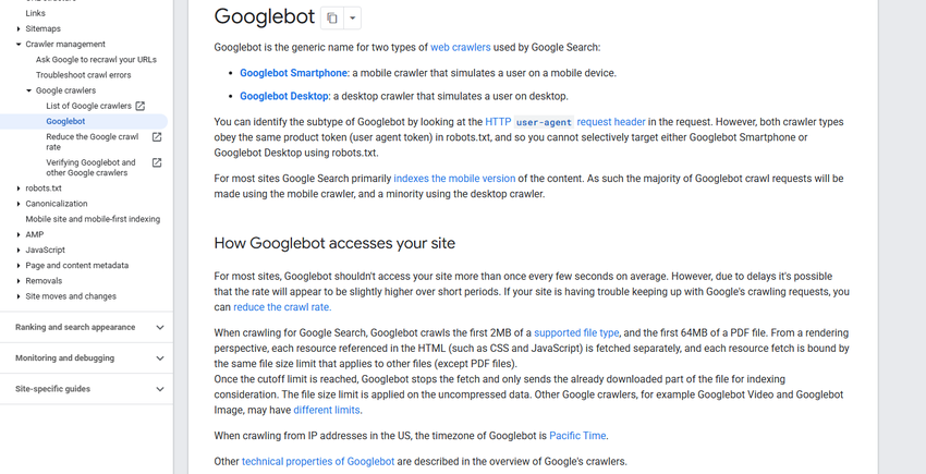 google's googlebot documentation stating googlebot crawls the first 2mb of a supported file type.